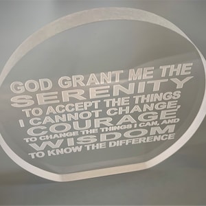The Serenity Prayer Plaque, God Grant Me Serenity, Laser Etched