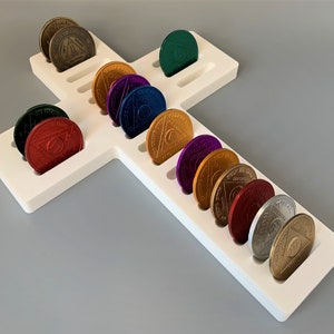 Straight Religious Cross AA Chip Holder, Gift for Sponsor, Sobriety Recovery Gift, Gift for Alcoholic, Recovery Medallion, Chip Display