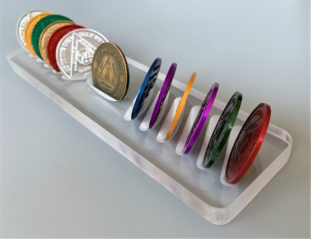 AA Chip Holder Tray, Coin Holder, Sobriety NA Recovery Men Women, Gift