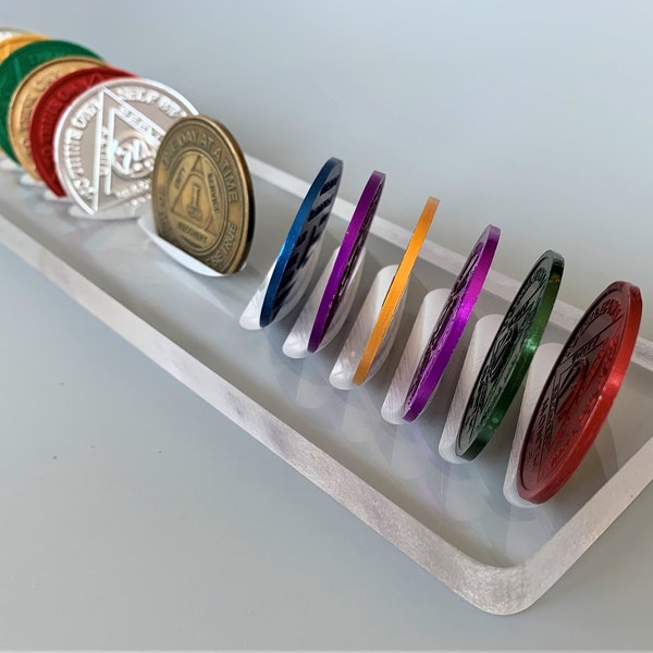 AA Chip Holder Tray, Coin Holder, Sobriety NA Recovery Men Women, Gift for Recovering Alcoholic, Recovery Medallion, AA Chip Display Token