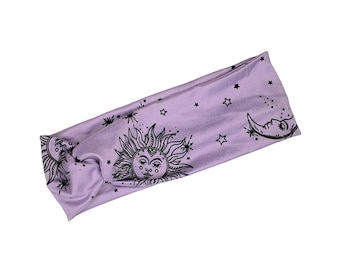 Celestial Twist Knot Headband: Sun, Moon & Stars Hair Wrap