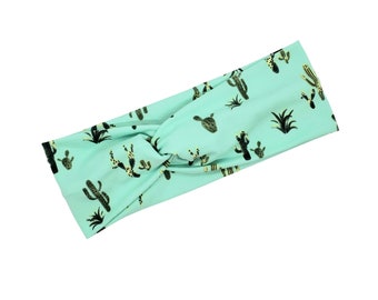 Mint Cactus Twist Headband: Nurse, Medical Assistant Hairband