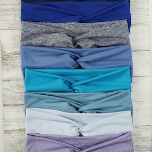 Blue Soft Twist Headband - Headbands With Buttons - Women&#39;s Headband