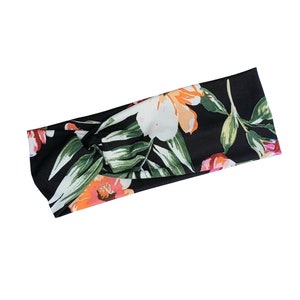 Floral on Black Headband, Nurse Headband, Medical Assistant, Turban Headband, Twist Knot, Hair wrap, Hairband, Workout Accessories
