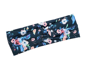 Floral Twist Knot Headband: Stretchy Fabric Hair Wrap