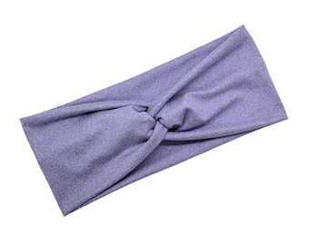 Heathered Lavender Women's Soft Twist Headband, Nurse Headband, Button Headbands