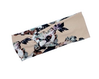 Blush Floral Headband, Nurse Headband, Medical Assistant, Turban Headband, Twist Knot, Hair wrap, Hairband, Workout Accessories