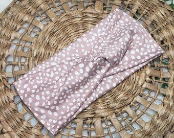 Blush Dot Twist Knot Headband: Soft Stretchy Hair Wrap - Nurse, Medical Assistant