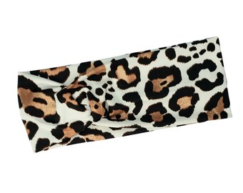 Leopard Print Headband, Gifts For Her, Medical Assistant, Turban Headband, Twist Knot, Hair wrap, Hairband, Workout Accessories