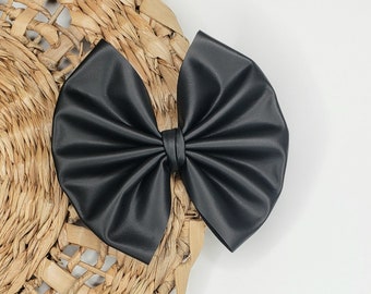 Black Pleather Shiny Bow - Big Bow Headband - Baby Girl Headbands