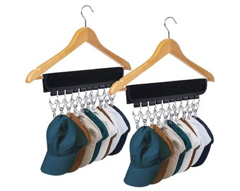 Hat Rack for Baseball Caps Hat Organizer Holder for Hanger & Room Closet Display, 2Pack 10 Hat Storage Clips for Hang Ball Caps