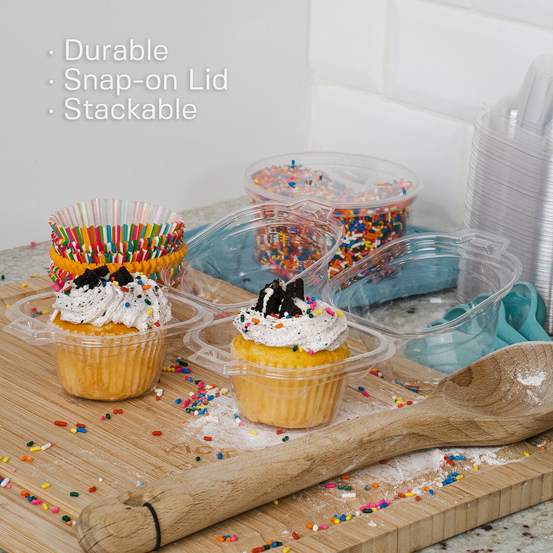 50 Pack Durable Cupcake Clamshell Boxes for Tall Cupcakes Etsy