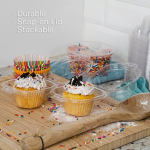 50 Pack Durable Cupcake Clamshell Boxes for Tall Cupcakes, Muffins, and Other Baked Goods Lightweight Recyclable image 2