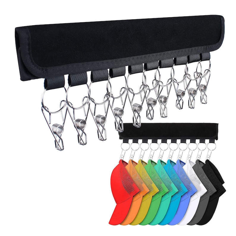 Hat Rack for Baseball Caps Hat Organizer Holder for Hanger & Room Closet Display, 2Pack 10 Hat Storage Clips for Hang Ball Caps image 5