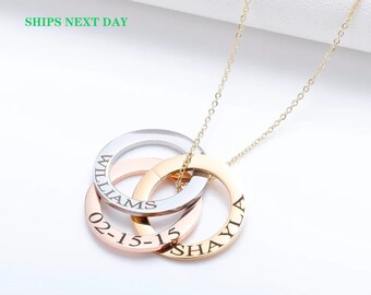 Family Necklace , Personalized Custom Necklace , Linked Circle Necklace ,Eternity Necklace , Mother's Day Gift