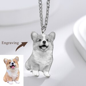 Personalized Engraved Memorial Pet Photo Necklace, Customizable Dog Photo ,Best Gift For Friend