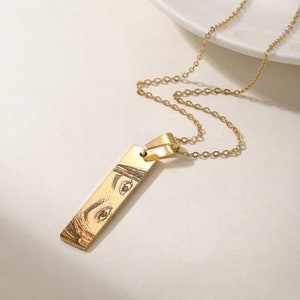 Gepersonaliseerde menselijk oogketting, menselijke ogen aangepast cadeau, gegraveerde portretketting, cadeau voor haar voor hem, jubileumsieraden