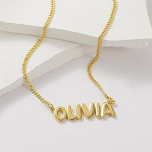 Personalized Bubble 3D Letter Necklace, Bubble Initial Necklace,Customized Name Jewelry, Welding Pendant For Women, Valentine Birthday Gift