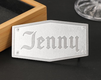 Personalized Name Belt Buckle, Stainless Steel, Diamond Accents