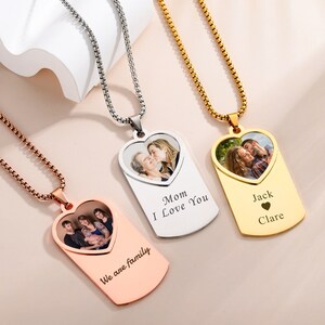 Custom Heart Photo Name Necklace For Mom,Namplate Necklace Pendant,Personalized Jewelry For Grandma,Mother&#39;s Day Gifts,Family Memorial Gift