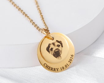 Pet Photo Necklace, Pet Memorial Gift, Dog Necklace, Engraved Pet Necklace, Pet Remembrance Jewelry, Gift for Pet Lover