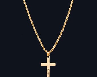 Custom Stainless Steel Cross Name Necklace, Christian Gift