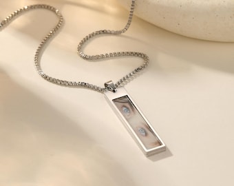 Personalized Eye Photo Necklace, Engraved Stainless Steel Pendant, Custom Engraved Jewelry