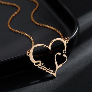 Collar con nombre de estetoscopio personalizado para enfermera, colgante de estetoscopio personalizado, regalo para ella