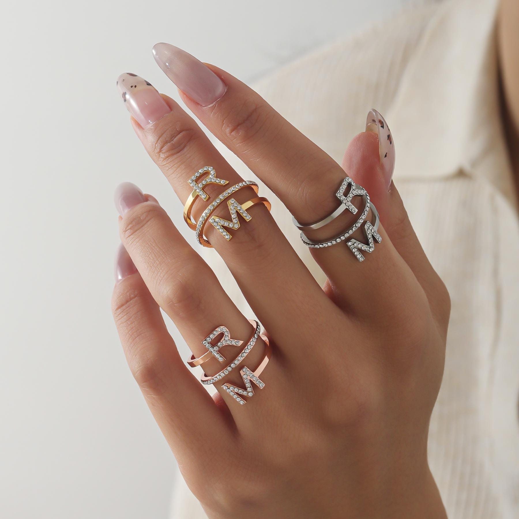 cesoi＊2Finger Crystal Ring Gold Amazon.com: Haus of Brilliance 10K Yellow Gold over .925