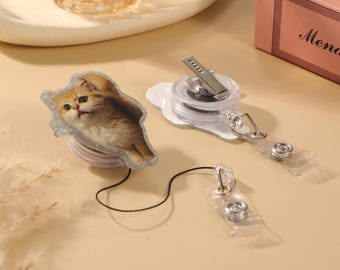 Custom Pet Photo ID Badge Reel, Personalized Nurse Teacher Office Worker Accessory
