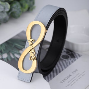 Personalized Infinite Loop Name Belt Buckle, 18k Gold Plated