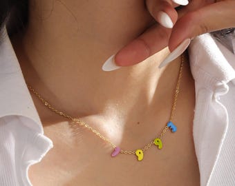 Custom Enamel Bubble Number Necklace,Personalized angel number necklace,Summer jewelry for best friend,Unique birthday gift for her,