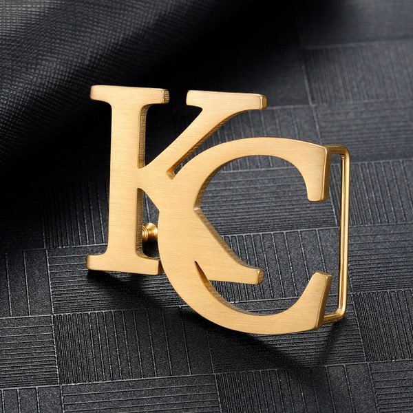 Boucle de ceinture en acier inoxydable avec nom personnalisé KC, boucle de ceinture 2 lettres, cadeaux de demoiselle d'honneur, cadeau de Saint-Valentin pour lui