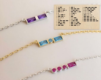 Personalized Morse Code Necklace,Custom Secret Message Morse Code Jewelry,Birthstone Necklace for her,bridesmaid gift,