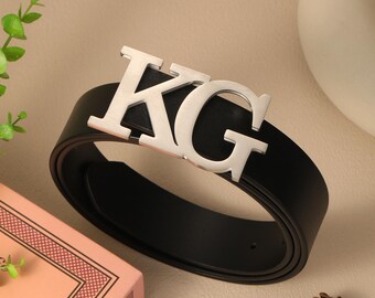Personalized KG Initial Belt Buckle, Custom Two Letter Accessory for Him