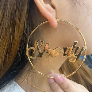 Custom Hoop Earrings With Name • Name Hoop Earrings • Personalized Earrings For Women • •Bridesmaid Gift•Gifts For Her