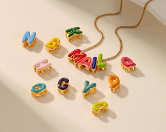 Rainbow Color Enamel Name Necklace ,Colorful Bubble Letters Name Pendant ,girl name necklace,birthday gift,