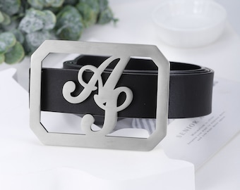 Initial Belt Buckle,personalzied Square Letter Belt,custom A-Z