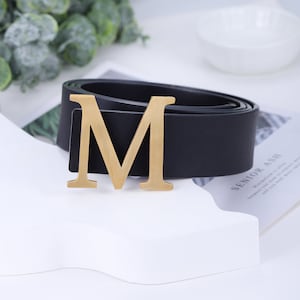 Hebilla de cinturón con inicial personalizada, cinturón con letras de la A a la Z personalizado, hebilla de cinturón minimalista, regalos de aniversario para él y para ella
