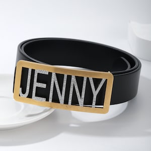 Cinturón con hebilla con nombre personalizado de Craystal, cinturón con nombre personalizado con arco, hebilla de cinturón con letras
