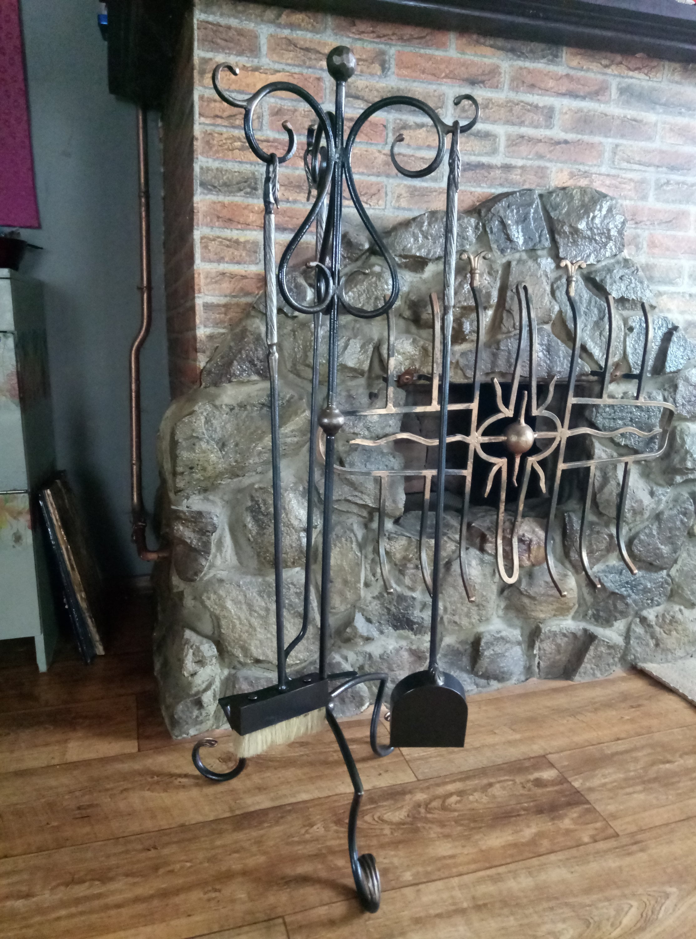 Juego de chimenea forjado de mano de hierro forjado | Etsy