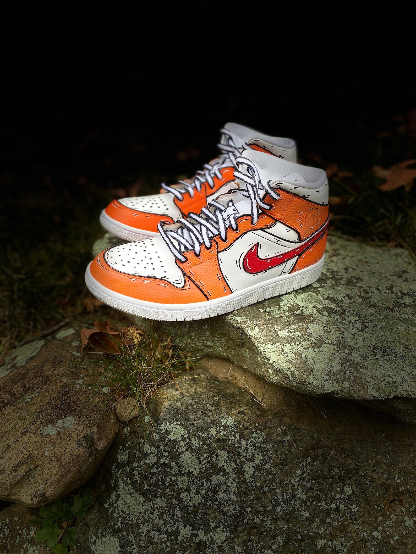 Custom Painted Jordan 1 Mid Cartoon Bucs Custom Etsy