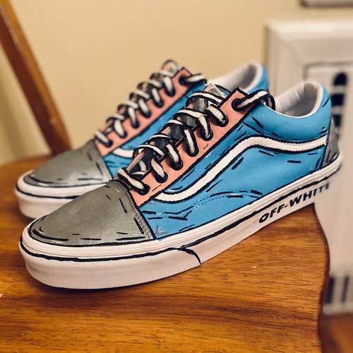 Cartoon Colorblock Vans Hand Painted Vans Custom Pick - Etsy