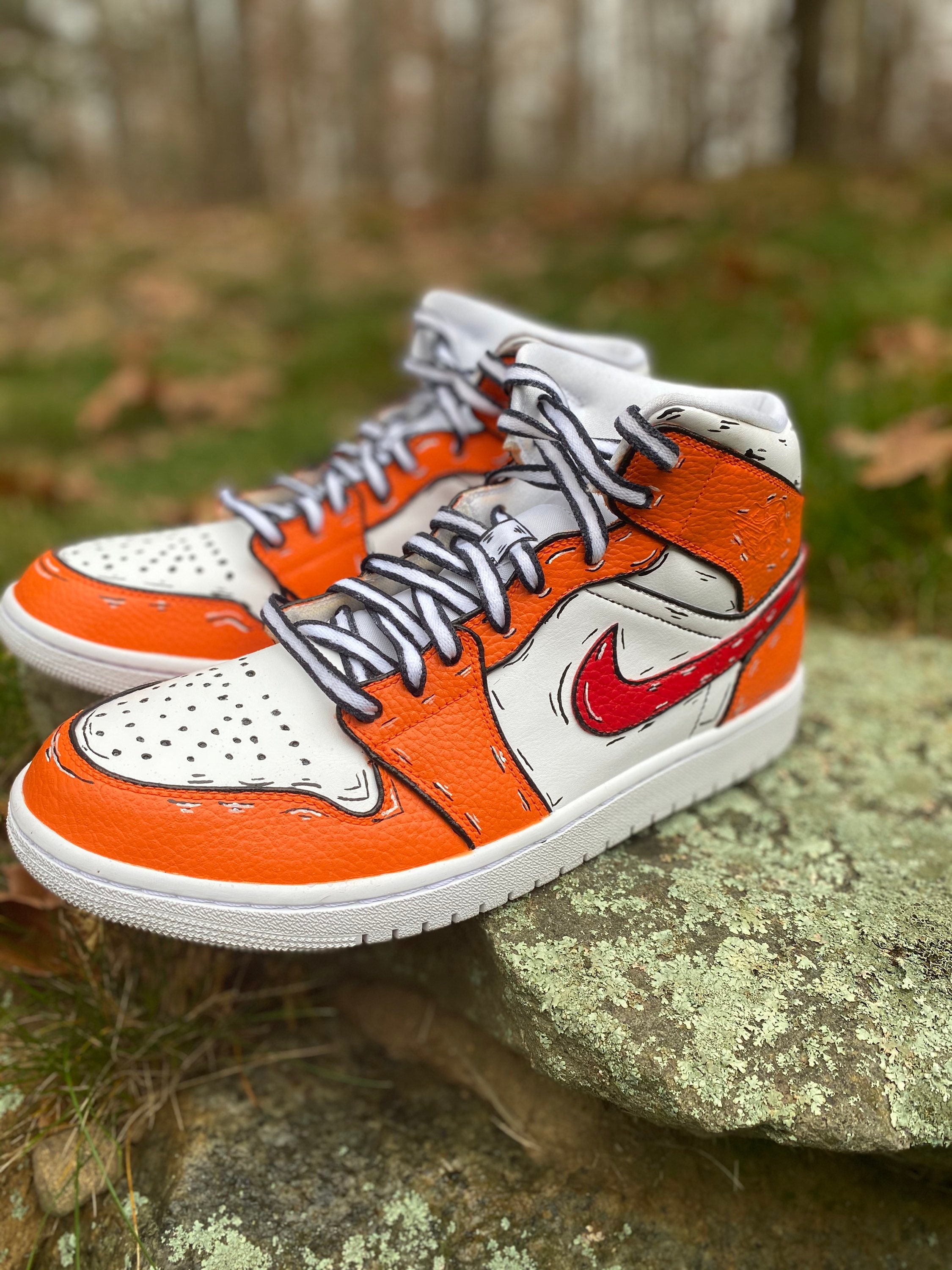 Custom Painted Jordan 1 Mid Cartoon Bucs Custom Etsy