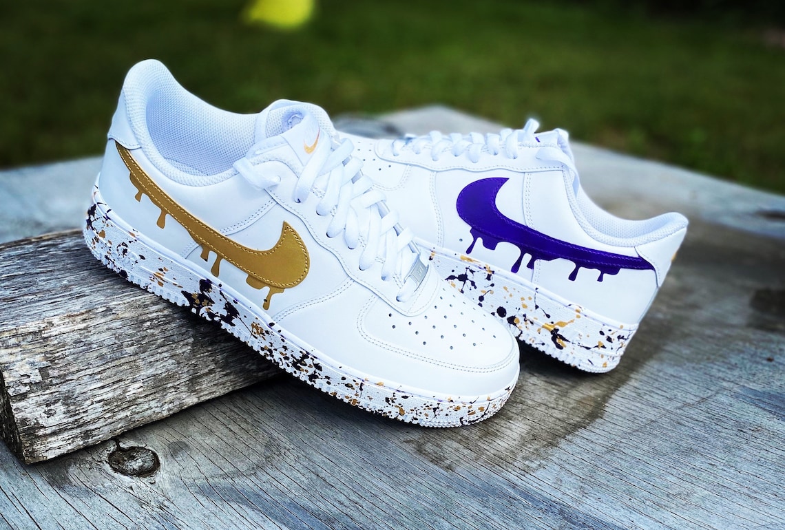 Custom Hand Painted Nike Af1s Drips Etsy