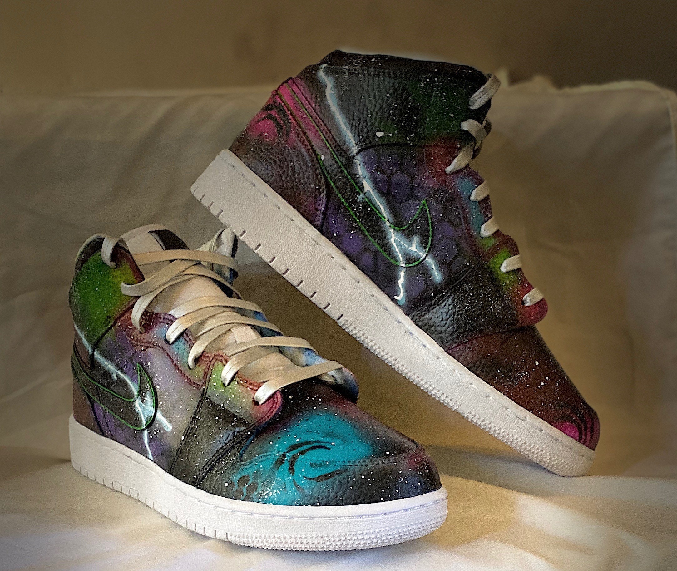 Custom Painted Jordan 1 Mid Etsy