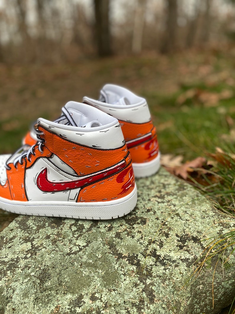 Custom Painted Jordan 1 Mid Cartoon Bucs Custom Etsy