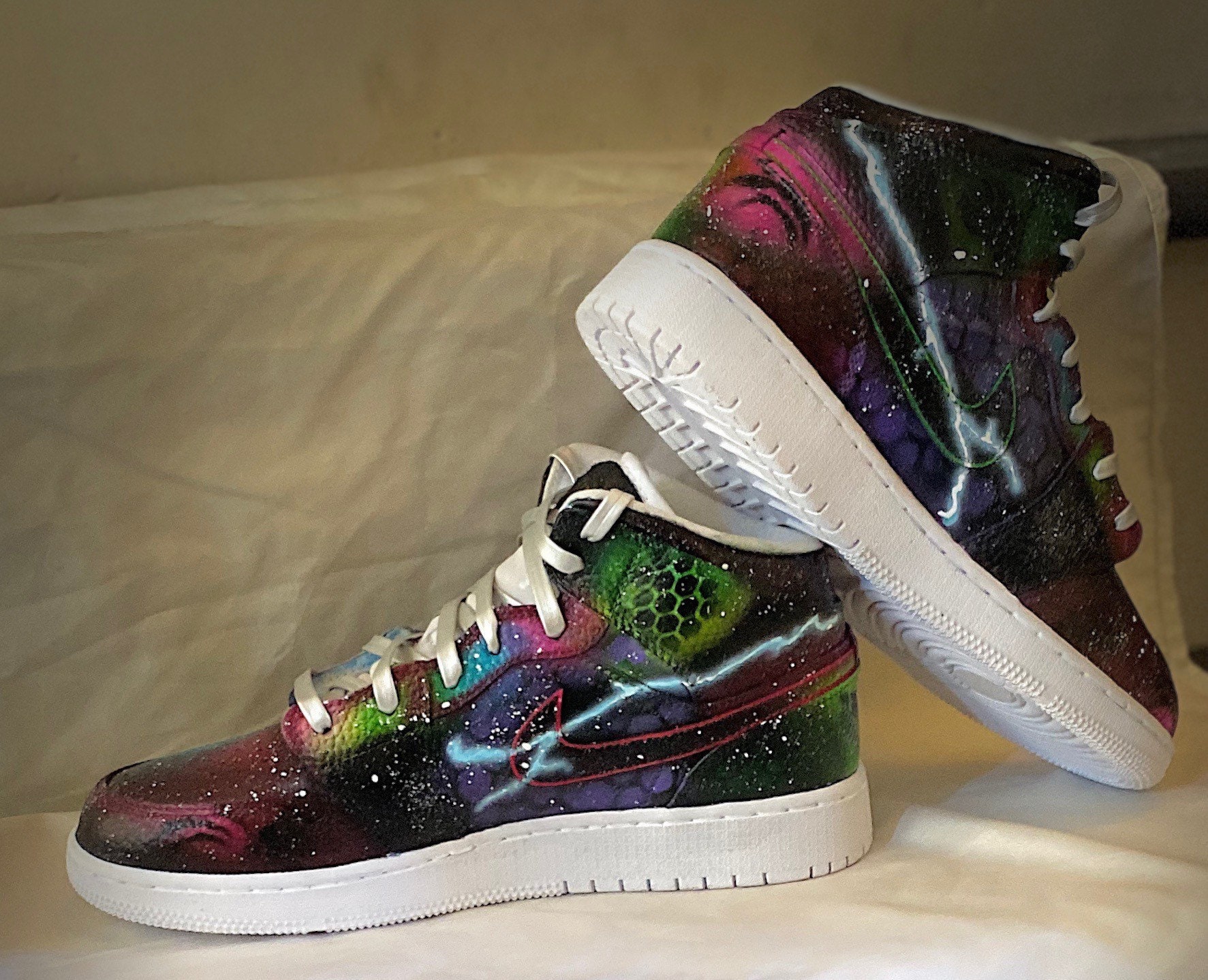 Custom Painted Jordan 1 Mid Etsy