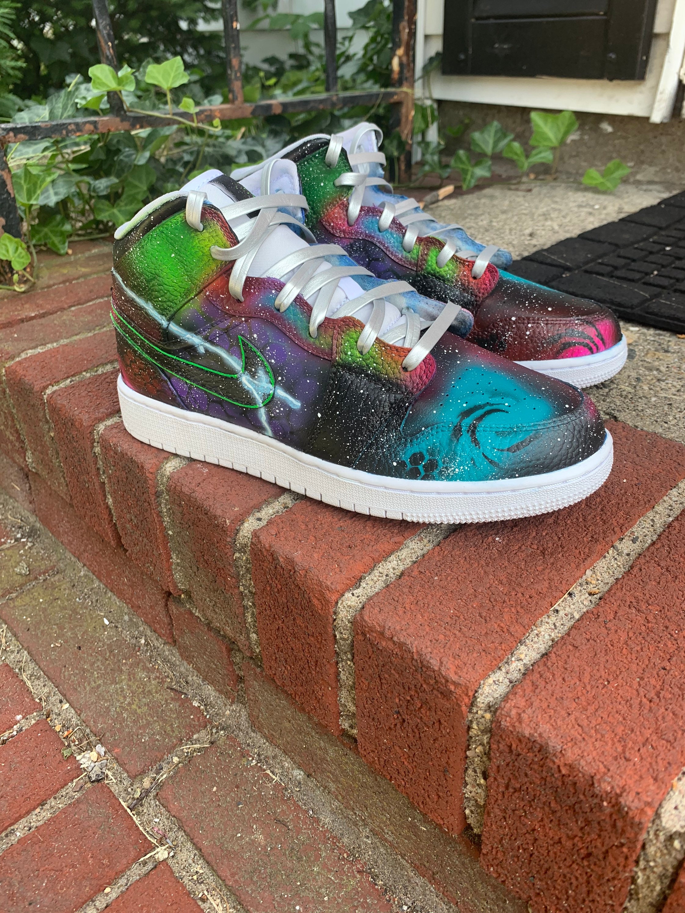 Custom Painted Jordan 1 Mid Etsy