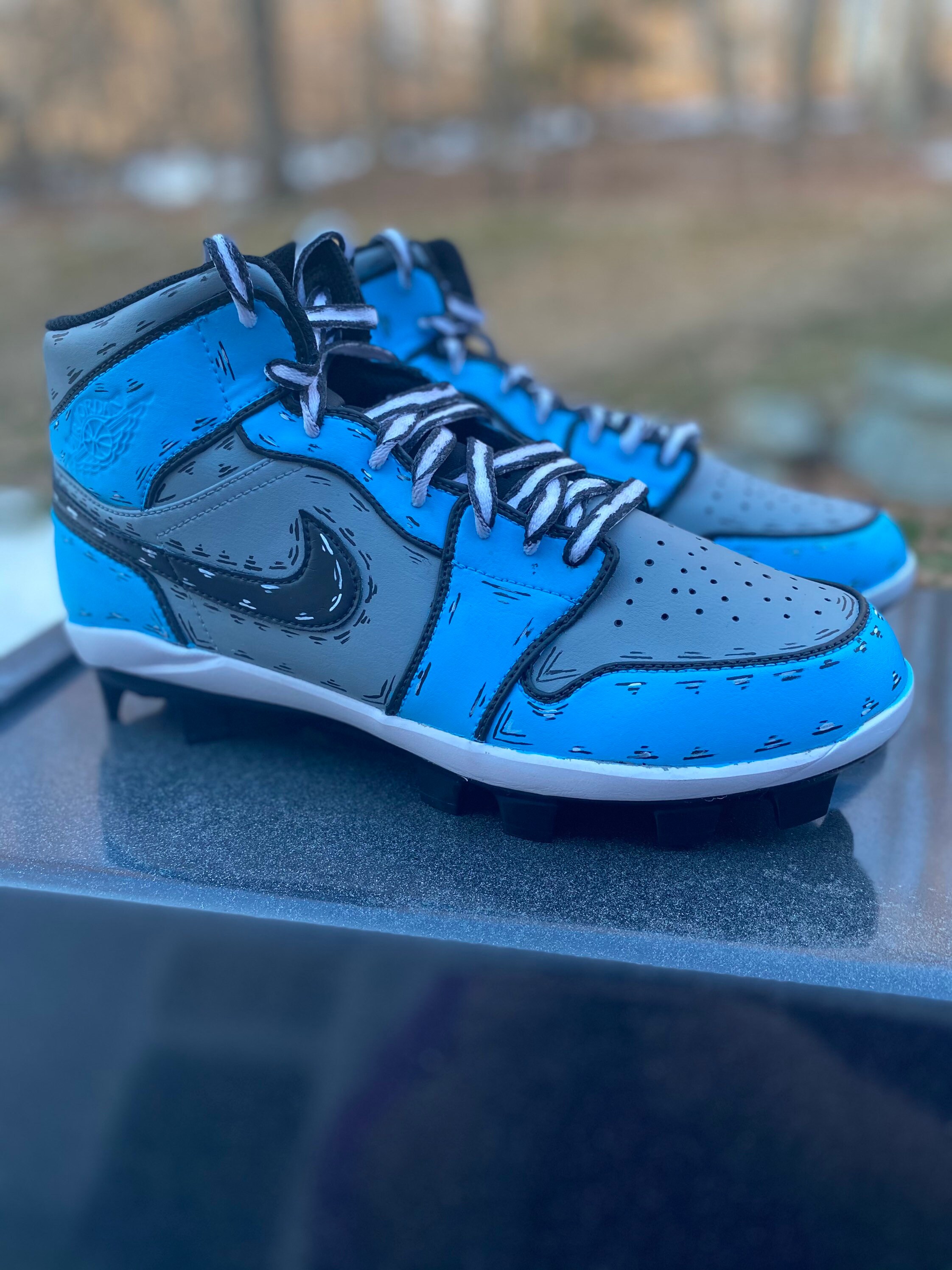 Custom Hand Painted Jordan 1 Baseball Cleats Cartoon Customs Etsy